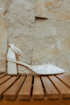 Bridal shoes 'Regina' are handcrafted from soft white Italian suede with handmade lace embroidery on soft mesh and have a 5.5 cm / 2.2 inches low block heel.  These wedding sandals feature a comfortable double ankle strap and sturdy heels. These shoes for the bride can also be made with kitten heels and in almost any color.  Inside there is a soft memory foam insole, which gives a feeling of additional comfort when walking. Tunit outsole is made of a mixture of leather chips and rubber, it's mor Summer Lace Wedding Shoes With Low Heel, Lace Low Heel Wedding Shoes, Spring Wedding Shoes With Lace And Ankle Strap, Spring Wedding Shoes With Ankle Strap In Lace, Spring Lace Wedding Shoes With Ankle Strap, Closed Toe Wedding Shoes With Lace Trim, Lace Closed Toe Heels With Lace Trim, White Lace Wedding Shoes With Pointed Toe, Lace Trim Closed Toe Heels