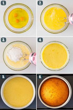 the steps to make cake batter in a bowl