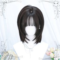 This price is for a wig only, others are not included. SizeFree SizeHair Length30 Shoulder Length Wig Hairstyles, Aesthetic Wigs, Cute Hairstyles Shoulder Length, Hairstyles Wig, Cool Hair Designs, Haircut Tip, Trendy Bob Hairstyles, Korean Hair Color