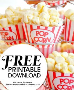 free printable popcorn bowl labels for movie night or birthday party use them to make your own popcorn cups