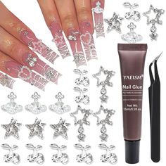 PRICES MAY VARY. Complete Set - These star charms for nails are a complete combination installation, This set comes with a tube of 15ml gel glue(UV/LED Needed), a pc of tweezer,you can easily complete the nail art at home Long-Lasting Shiny - Our star charms are designed from alloys and shiny silver crystal, unique design keeps your nails shiny all the time and remains stunning for longer Wide Application - The cherry nail charms can not only be used to decorate nail art but are also suitable fo Crystal Planet, Cherry Nail, Nails Making, Planet Nails, Star Nail, Gel Glue, Nail Art At Home, Cherry Nails, Silver Nail