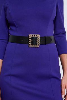 Our take on the season's must have bodycon dress. Our luxe double-knit delivers a body skimming silhouette with its sculptured dart neckline & vegan leather chain buckle belt- perfect for desk to dinner. Elie Tahari Exclusive Bodycon Dress with Long Sleeves, Dart Detailing & a Vegan Leather Belt 67% Rayon, 28% Nylon, 5% Elastane Runs true to Size Model is 5'10" and wearing size 2 Length From Shoulder to Hem: Back 40"L , Sleeve: 17.25'L (approx. length for size 6) Dry Clean Only Imported Style #: Elegant Formal Belts For Fall, Elegant Formal Belt For Fall, Chic Fitted Chain Belt For Party, Elegant Evening Belt, Chic Party Belts For Fall, Chic Belts For Fall Parties, Elegant Fall Belt For Office, Chic Evening Chain Belt, Chic Fall Party Belts