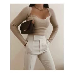 Zara Pants New With Tags Girls Streetwear, Khaki Style, Work Fits, Knitted Tops, Knitting Women Sweater, Mode Inspiration, White Pants, Color Khaki, Womens Fashion Casual