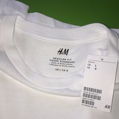 Long Sleeve White Tee From H&M Size L Brand New With Tags Casual White Top From H&m, H&m Cotton Tops For Streetwear, Casual White H&m Top, H&m White Casual Top, H&m Summer Streetwear Tops, Cheap White H&m Shirt, H&m Casual White T-shirt, White H&m T-shirt Crew Neck, H&m White Relaxed Fit Tops