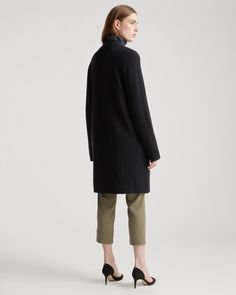 Part sweater, part coat, 100% cozy. This is the piece you’ll turn to every time there’s a chill in the air. Designed with a relaxed fit, our Superfine Merino Wool Sweater Coat is easy to layer over jeans or with one of our tencel dresses for a casual, laidback look. It’s so soft and comfy you might never take it off.  | Quince | Women's Superfine Merino Wool Sweater Coat in Black, Size XS Cozy Fit Turtleneck Outerwear For Fall, Everyday Fall Turtleneck Outerwear, Everyday Winter Turtleneck Outerwear, Winter Wool Turtleneck Outerwear, Cashmere Turtleneck Outerwear For Fall, Everyday Cashmere Outerwear With Ribbed Cuffs, Wool Outerwear With Funnel Neck For Fall, Black Cashmere Outerwear With Ribbed Cuffs, Fall Outerwear With Funnel Neck