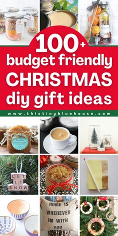 a collage of christmas gifts with the words, 100 budget friendly christmas diy gift ideas