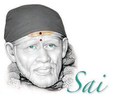 an old man wearing a turban with the words sai baba written below it