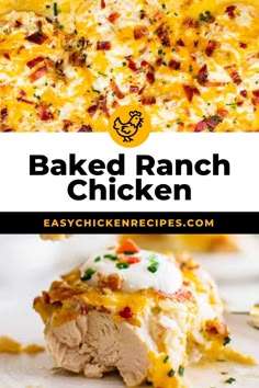 baked ranch chicken on a plate with text overlay