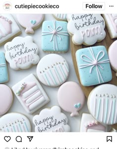 decorated cookies with happy birthday written on them