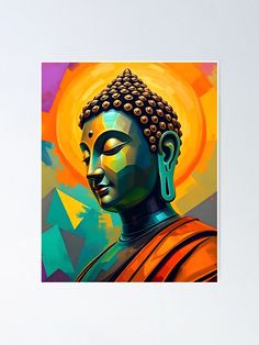 a painting of buddha with bright colors poster