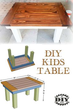 the diy kids table is made from two different pieces of wood