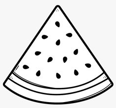 a black and white drawing of a slice of watermelon