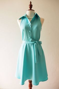 "*DHL shipping upgrade is available at check out process. Shipping part by DHL will take 3-6 days only. Production time may take around 2-3 weeks. If this is in rush you can convo us to make it sooner.:) ♥ Look for other color? Please convo, we can do. In pastel blue color. *Cap sleeve option is available. Please check last image of cap Sleeve style* ITEM DESCRIPTION New casual smart dress for all day to night. Shirt collar/ sleeveless top. Side hidden zipper. Beautiful fabric, swing skirt. Full Blue Collared Party Dress, Light Blue Summer Office Dress, Light Blue Collared Daywear Dress, Light Blue Collared Day Dress, Light Blue Collared Dress For Daywear, Fitted Collared Light Blue Dress, Light Blue Fitted Collared Dress, Formal Fitted Sleeveless Shirt Dress, Elegant Blue Collared Mini Dress