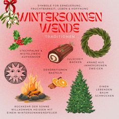 a poster with different types of christmas items and words in german, english or french