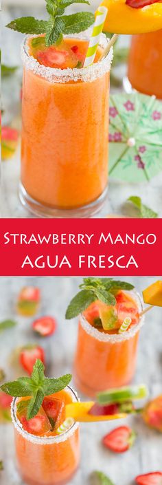 strawberry mango agua fresca in small glasses