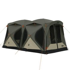 an image of a tent set up with the door open and two poles attached to it