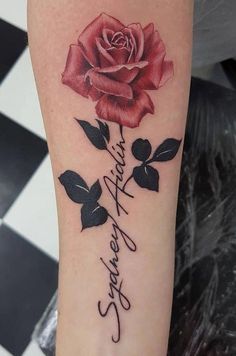 a rose tattoo on the arm that says, i love you always