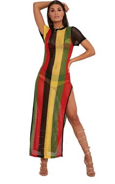 PRICES MAY VARY. 100% Cotton Pull On closure Reggae Concert Outfit, Dancehall Outfits, Rasta Dress, Rihanna Work, Jamaica Outfits, Knitted Maxi Dress, Latina Outfit, Knitted Jumper Dress, Dance Club