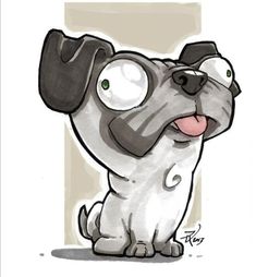 a drawing of a dog with its tongue out