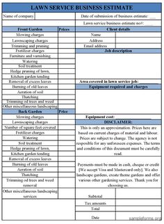 the business plan for lawn service is shown in this table, which shows how to use it