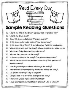 a printable reading question sheet with books on it