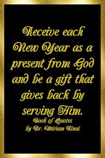 a black and gold frame with an image of a quote on it that reads receive each new year as a present from god and be a gift that gives back by serving him