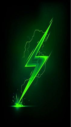 the green lightning bolt is glowing in the dark