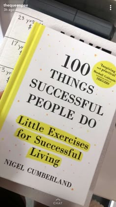 a person holding up a book with the title 100 things successful people do little exercises for successful living