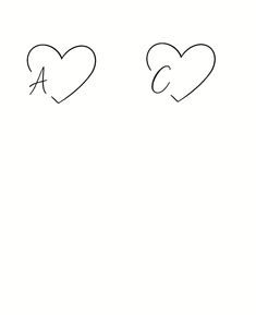 two hearts are drawn in the shape of letters