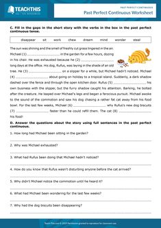 worksheet for reading the past perfect continuous words