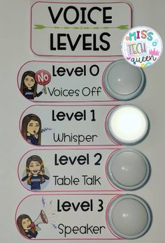 a poster with instructions on how to use voice levels