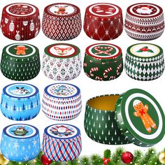 PRICES MAY VARY. Abundant Quantity: the package comes with 24 pieces of Christmas tins for candle making, they are in 4 different styles, the enough quantities and rich styles are sufficient for you to meet various storage demands or share with others Good Workmanship: our Christmas tins with lids are made of metal tin material, which are made by good workmanship with smooth surface, the printed patterns are clear and bright, they are sturdy and corrosion resistant, and not easy to deform or bre Christmas Cookie Tins, Tea Party Favors, Jars With Lids, Candy Party Favors, Cookie Tins, Tin Cans, Tin Containers, Holiday Candy, Tin Gifts