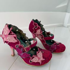 Adorable One Of A Kind Irregular Choice Heels Pink Butterfly Heels, Irregular Choice Heels, Butterfly Heels, Irregular Choice Shoes, Irregular Choice, Theme Parties, Pink Butterfly, Shoes Women Heels, Party Themes