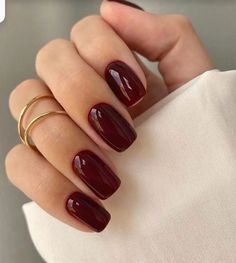 Gel Manicure Square Nails, Short Square Oval Acrylic Nails, Quite Luxury Nails, Short Squoval Nails Winter, Wine Nails Short, Burgundy Nails Square, Red Squoval Nails, Dark Wine Nails, Wine Colored Nails