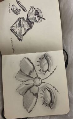 two drawings of flowers are shown on top of each other