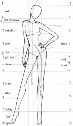 a drawing of a woman's body and measurements