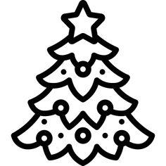 a black and white drawing of a christmas tree with stars on it's top