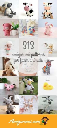 amigurmi patterns for farm animals with text overlay that reads 31 amigurmi patterns for farm animals