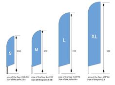 the size and measurements of flags for different types of kites, including one with an arrow