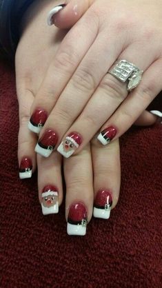 Santa Baby Nails, Father Christmas Nails, Santa Nail Designs, Luau Nails, Nailart Christmas, Santa Nail Art, Santa Nails, Baby Santa, Manicure Nail Designs