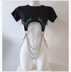 Extreme Crop Top, Fete Emo, Ibiza Holiday, Chain Crop Top, Rave Fits, Diy Vetement, Burning Man Festival, Layered Chain, Chain Top