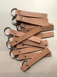 leather keychains with engraved names on them