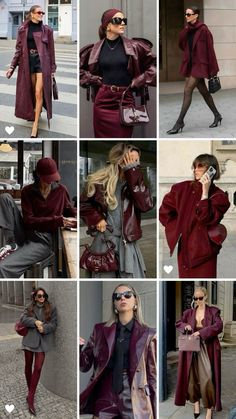 Fall into fashion with our captivating autumn outfits! Explore cozy layers, rich hues, and timeless styles to create the perfect look. Trend Outfit Winter 2025, Gray Burgundy Outfit, Winter Outfit Inspiration 2024, Winter2025 Outfit, Colors That Go With Burgundy Clothes, Maroon Christmas Outfit, Winter Fashion Trends 2024/25, Monochromatic Outfit Burgundy, Christmas Woman Outfits