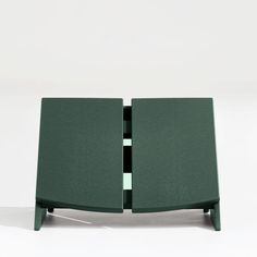 a green table with two sections cut in half