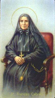 an image of st frances corin in her black robe and cross on her chest