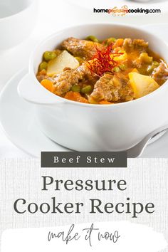 beef stew pressure cooker recipe made in the slow cooker and ready to be eaten