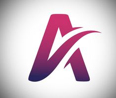 the letter a logo is purple and pink