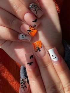 Cute Pumpkin Nails, Stylish Manicure, Pumpkin Nail Designs, Pumpkin Nail Art, Holloween Nails, Halloween Nails Easy, Halloween Acrylic Nails, Cute Halloween Nails, Holiday Nail Designs