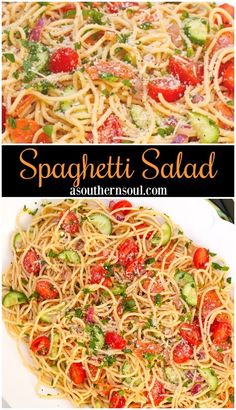 spaghetti salad with tomatoes, zucchini and cucumber