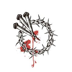 a crown of thorns with scissors and blood on it